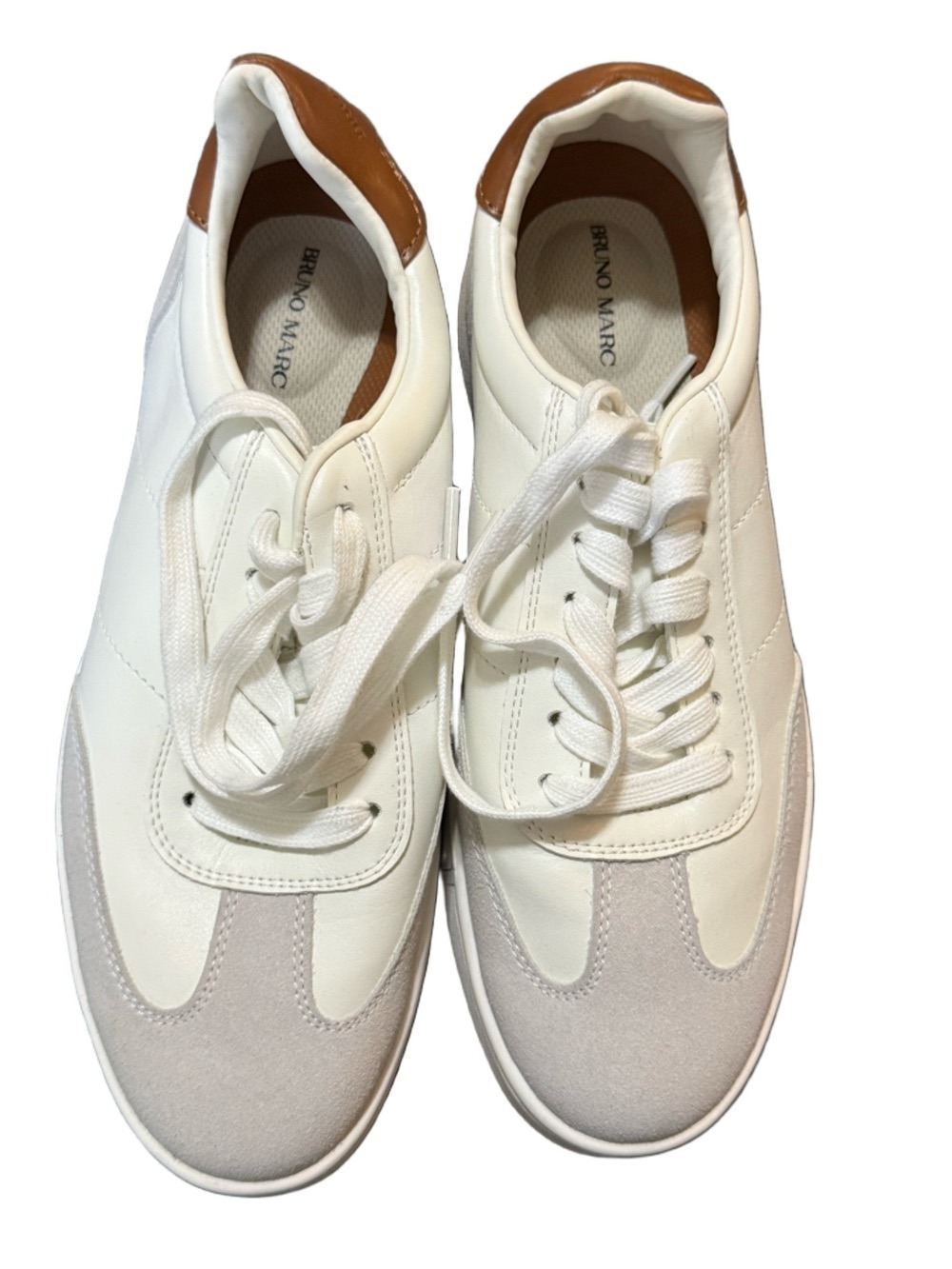 Bruno Marc Two Tone Sneakers White Gray Low Top GAT Style Mens Size 8